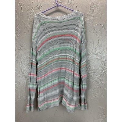 Women's Apt. 9 Striped Pullover Sweater Open Knit Tunic Baggy Plus Size 1X Item image 3