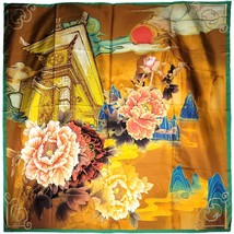 Genuine Silk Scarf 100% Mulberry 18 Momme Two Side 53&quot;x53&quot; Square Shawl S0103 - £55.32 GBP