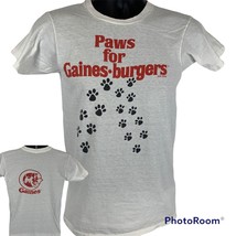 Paws For Gaines Burgers Dog Food Vintage 70s T Shirt Canine Made In USA Small - £56.97 GBP