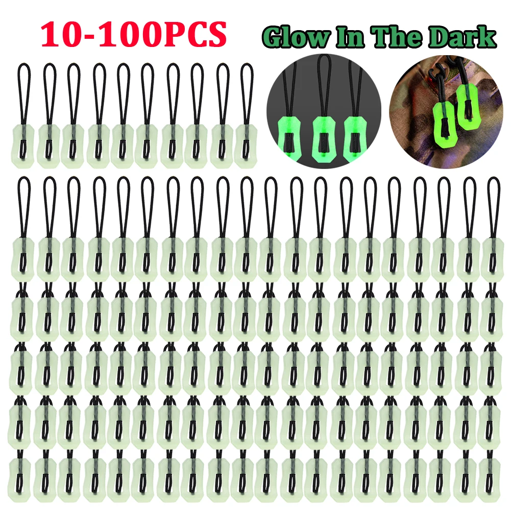 5-100pcs Glow In The Dark Zippers Puller Head Anti-lost Luminous Pull Zippers - £10.58 GBP+