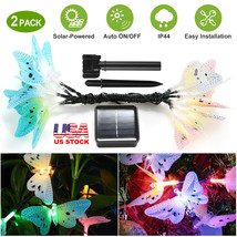 2Pcs Solar String Fairy Lights Butterfly 3.8M Waterproof Garden Yard Deco Light - £23.90 GBP