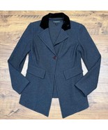 St. John Women&#39;s 6 Gray Single Button Black Velvet Collar Knit Blazer Cl... - $122.10 CAD