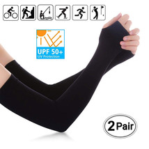 2 Pairs Uv Protection Cooling Arm Sleeves Upf 50 Long Sun Sleeves For Me... - $18.99