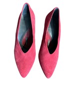 Pied Juste Women&#39;s Shoe Anthropologie Suede Pointy-Toe Wedge Crimson Red 37 - £23.34 GBP