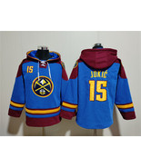 Men&#39;s Denver Nuggets #15 Nikola Jokic Blue Red Lace-Up Pullover Hoodie - $1,440.35 MXN
