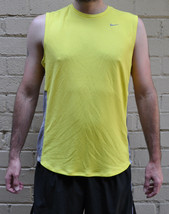 Nike Miler Dri-Fit Yellow Polyester Sleeveless Running Shirt L - £38.89 GBP