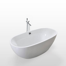 67&quot; Freestanding white bathtub overflow and faucet contemporary soaking ... - $1,249.00