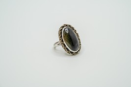 Vintage Sterling Silver Iridescent Black Stone Ring Signed Del Rio Size ... - $39.60