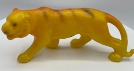 Vintage Lion Plastic Squeaker Toy Lioness Tiger 5&quot; Long 1960s-1970s Toys - £6.05 GBP