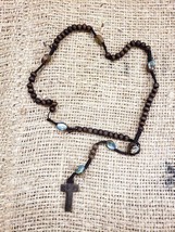 Vintage Wood Bead Beaded Catholic Catholosism Rosary Bracelet - £33.18 GBP