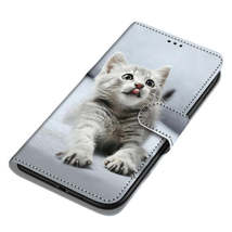 Anymob iPhone Case Fashion Magnetic Flip White Little Kitten Painting Leather  - £21.50 GBP