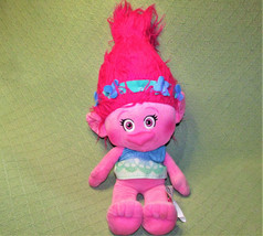 24&quot; Trolls Poppy Plush Doll 2016 Dreamworks Stuffed Aninal Pink Hair Blue Dress - £6.46 GBP
