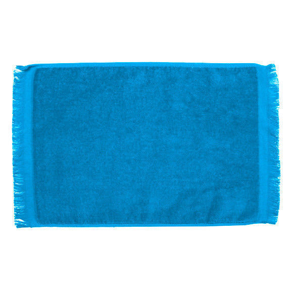 Fingertip Towels Fringed Ends Plush Color Aqua Pkg One Dozen