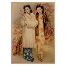 Two Girls in Furs Poster Vintage Reproduction Print Shanghai Lady Chines... - $6.76 CAD+