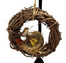 Vintage Bird Nest Christmas Tree Ornament Mama Bird and Babies 3 Inch - $17.48