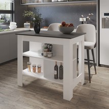 Aztec Kitchen Island, Grey &amp; White Melamine, O - $447.99