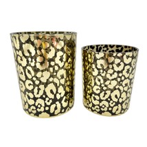 Lux Nor Collection Set 2 Candleholders 5 x 4 and 4 x 3.5 Gold Smoke Glas... - £6.98 GBP