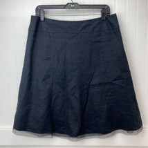 Relativity 100% Linen ALine Skirt 10P Black Knee Length Lined Sheer Accent Trim - £10.86 GBP