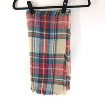 Womens Wrap Blanket Scarf Rectangle Fringe Plaid Beige Red Blue Green 76x30 - £7.66 GBP