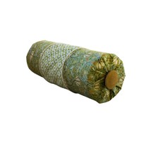 Decorative Bolster Pillow, Floral Cotton, Pipping, Decorative Button 6x16&#39;&#39; - £43.16 GBP