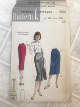 Vintage Butterick Pattern 7535 Kick Pleat Pencil skirt Hip 35 Waist 26 - $13.54