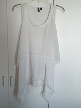 SIONI LADIES WHITE SLEEVELESS TIERED THIN KNIT TOP-S-FRINGE BOTTOM-BEADE... - £3.98 GBP