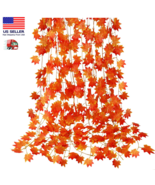 18ft Fall Garland Maple Leaf Foliage Mantle Vine Door Wall Decor Autumn - $11.87