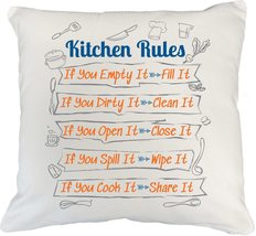 Make Your Mark Design Kitchen Rules. Perfect White Pillow Cover for Chef... - $24.74+