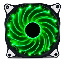120mm LED Neon GREEN Computer PC Case Cooling Fan Sleeve Bearing By Vetroo - £10.59 GBP