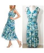 Taylor Metallic Floral Printed Smocked Waist Midi Dress Size 10 (large) ... - $722.36 MXN