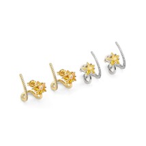 Gold Silver Citrine Star Ear Wrap Ear Climber Earrings, Sku#Y857 - $5.90