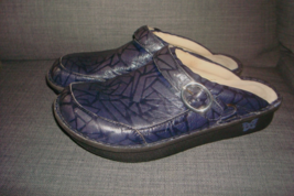 Alegria Seville Tetrus Blue/Black Clogs 40/9.5 Leather Sev-627 Front/Back Strap - £20.43 GBP