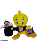 Vtg Looney Tunes Tux Tweety &amp; Sylvester in Hat Magician Plush 1998 7&quot; - $32.35