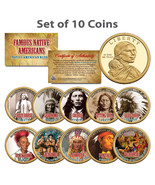 FAMOUS NATIVE AMERICANS Colorized Sacagawea Dollar 10-Coin Complete Set INDIANS - £52.16 GBP