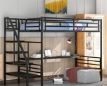 Twin Metal Size Stairs And Desk-Heavy Duty Loft Bed Frame With Guardrail... - $611.99