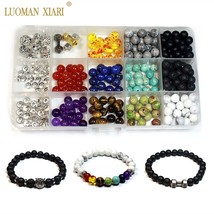 274 PCS Beads Kits Round Natural Stone Beads Sets Jewelry Accessory Charms Elast - £29.49 GBP