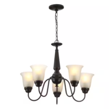 5-Light Oil-Rubbed Bronze Reversible Chandelier w/ Tea Stained Glass Shades - $74.24