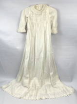 Antique Vintage Christening gown Embroidered Handmade Long White Cotton Baby - £67.13 GBP