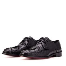 The Valmont Black Snake Leather Derby Men Shoe image 2