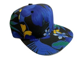 New Black Hawaiian Flower Print Snapback Back Cap Adjustable Adult Sz Floral - £9.20 GBP