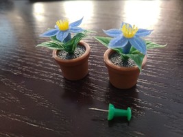 VTG 2 Dollhouse Miniature 1:12 Flowers Plant Blue Flower Pot Potted Plant Barbie - £9.74 GBP