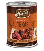 Merrick Grain Free Real Texas Beef Canned Dog Foods 12.7oz. (Case of 12) - $86.08