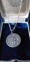 Antique Vintage 1800-s Silver 800 Religious Pendant on 18 Inch Modern 92... - $88.11