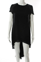 Dress the Population Black Leather Trimmed Dress S small high low hem maternity - £38.98 GBP