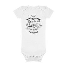 Organic Baby Onesie - Mountains Are Calling Eco-Rib Cotton Snap Closure - $24.72