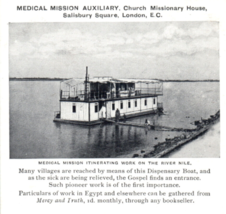 Medical Mission Auxilary Dispensary Boat Egypt Nile RIver Postcard - $25.57