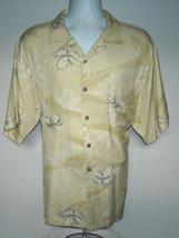 Mens Tommy Bahama Floral silk shirt Large Aloha yellow with Irises - $31.63