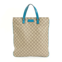 GUCCI  Leather Tote Bag GG Pattern Blue Authentic women Handbag - £154.28 GBP