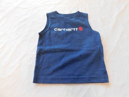 Carhartt Baby Boy&#39;s Youth Sleeveless T Shirt Size 3 Months Navy Blue Hea... - $12.86