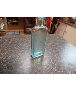 Antique Embossed Home Oil Cork Bottle Air Bubble Aqua 5.25&quot; - €25,37 EUR